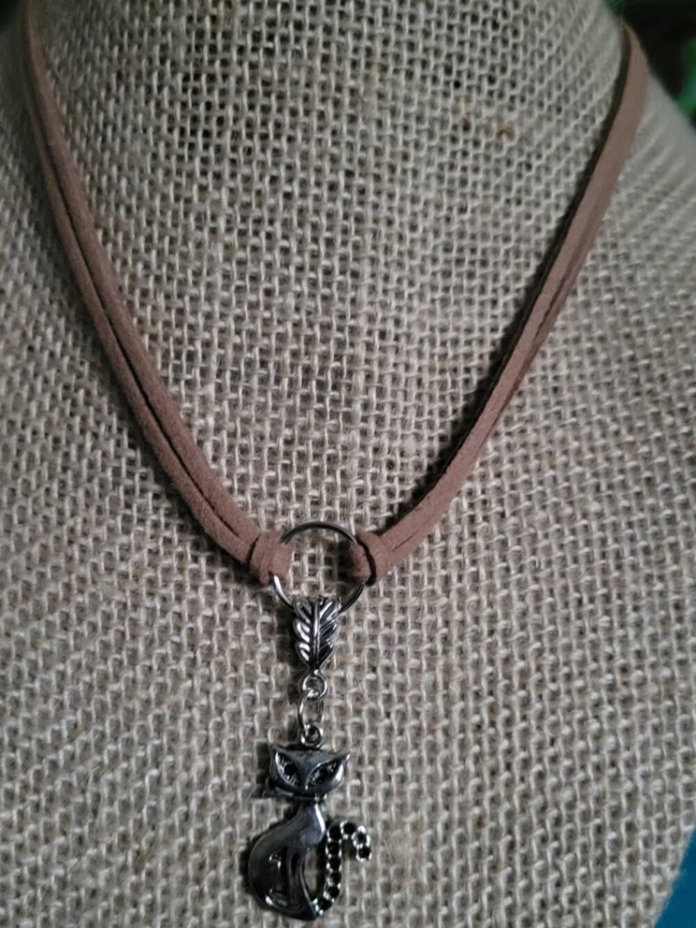 Length: 36cm 14in. Brown Faux Suede Necklaces with Eye Catching Silver Charms